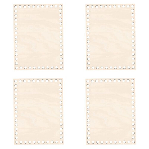 4X Fundo de Cesta de Madeira Natural de 7,8 X 5,9 Polegadas, Base de Madeira de Cesta de Crochê em Branco Retangular para Suprimentos de Cestaria DIY