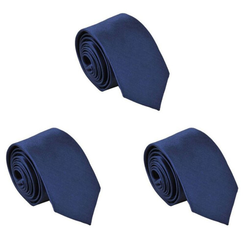 3X Polyester Narrow Neck Tie Skinny Solid Dark  Thin Necktie for Men (2 Inch Max Width)
