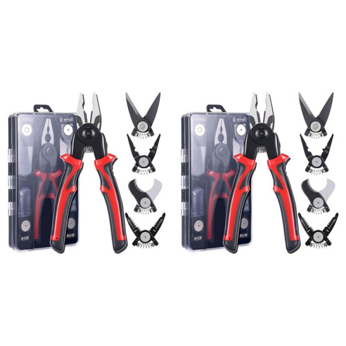 10-PCS Plier Tool Set, 5 In 1 Versatile Tool Kit, with Linesman Plier, Wire Stripper, Crimping Tools, Sheet Metal Shear