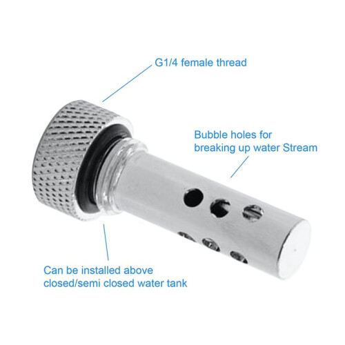 Computer PC Water Cooler Fitting Water Cooling Tank Bubble Prevent Multifunction Hand Tighten for Computer Silver