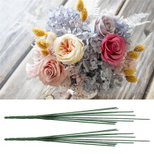 50 Tiges de Fil Floral Vert Foncé de 35,6 cm pour Fleurs Artificielles en Plastique, Loisirs Créatifs