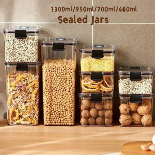 Stackable Sealed Jar for Kitchen-Large Plastic Grain Storage Organizer, Household Moisture-Proof Seasoning Container 1