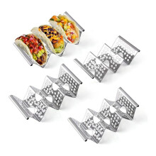 Taco Holder Stand, 4 Pack Stainless Steel Stand Rack with Handles, Taco Tray Holds to 3 Tacos, Taco Rack Stands