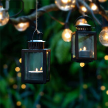 Lanterns for Candles Garden Lanterns, 2 Pcs Vintage Style Hanging Small Lanterns for Tealight Candle, Tea Light Holders