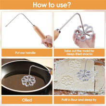 Rosettes Timbale Set, Lotus Flower Bunuelos Cookie Maker Mold with Pasta Cutter Wheel, Funnel Cake Maker Kit