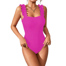 Stylish Swimsuit Fashionable Bathing Suit Polyester-rose red L