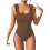 Sport Swimsuit Polyester Texture with Quick Drying-dark brown M 1