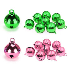50pcs Green and Pink Christmas Jingle Bells Small Metal Craft Bells for DIY Decorations and Party