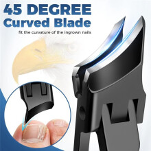 Beak Beveled Nail Clippers - Wide Jaw Opening Anti- Beak Nail Clippers with Catcher, 45 Degrees Black