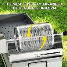 Grelha Redonda para Churrasco com Cilindro Giratório Automático, Ideal para Espetos de Churrasco em Camping e Outras Atividades Ao Ar Livre.