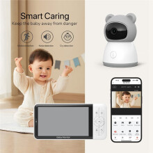 Baby Monitors 2K Camera 5"1080P Display Temperature Detection APP View Control 2-Way Audio for Tuya EU Plug