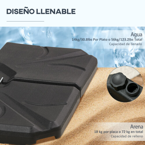 Outsunny Base para Sombrilla Negro 103 x 103 x 8.3 cm 2