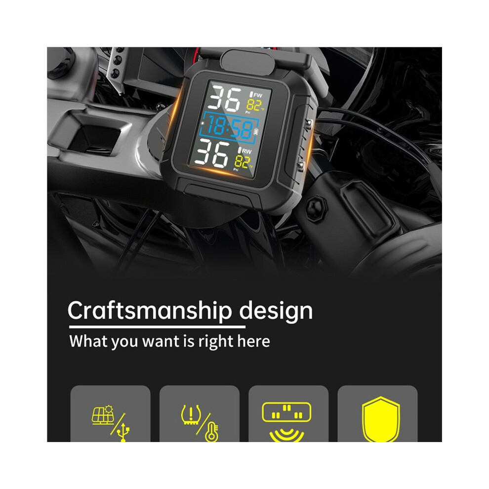 Solar Power Motorcycle Tpms Solar Power Tire Pressure Monitor With External Sensor Tire Pressure Monitoring Alarm System 6032965869976