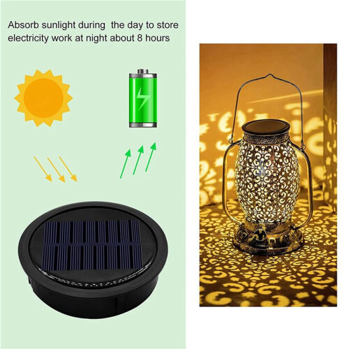 4 Pack  Solar Light Replacement Top for Outdoor Hanging Lanterns, More Powerful More  Efficient 2