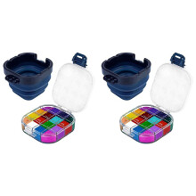 2X Airtight Paint Saver Storage Palette Box, 16-Well Palette Box with Lid, Include Paint Brush Basin