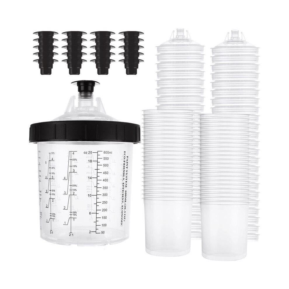 Disposable Paint Cups 600Ml (20Oz), 50 Packs Paint Mixing Cups System With 50 Lids & Liners,125 Filter, Hard Cup, Plugs 4712804104285