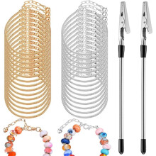 30-Teiliges Schlangenketten-Armband-Set mit Armbandhelfer - Verstellbares DIY-Schmuckset, Bastelbedarf & Geschenkidee