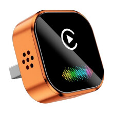 Wireless Carplay 2in1 Android AUTO AI Box Voice-Activated Colored Light USB Adapter Wired CarPlay to Wireless Carplay A