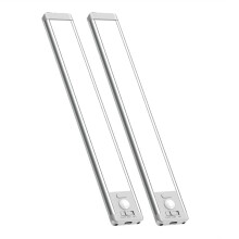 2 Pcs Rechargeable Motion Sensor Light Indoor, Magnetic Closet Lights, Wireless Under Counter Lights for Kitchen, Stairs