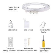 2Set Binario per Tende Pieghevole da Soffitto da 5 Metri, Binario per Tende Flessibile da Soffitto, Binario per Tende, Accessori, Binario per Tende