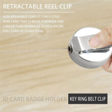 6 Pack Heavy Duty Retractable Badge Holder Reel,Metal ID Badge Holder with Belt Clip Key Ring Silver