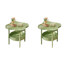 2X Sofa Side Several Bedroom Small Table Room Storage Table Balcony Double Layer Coffee Table Green