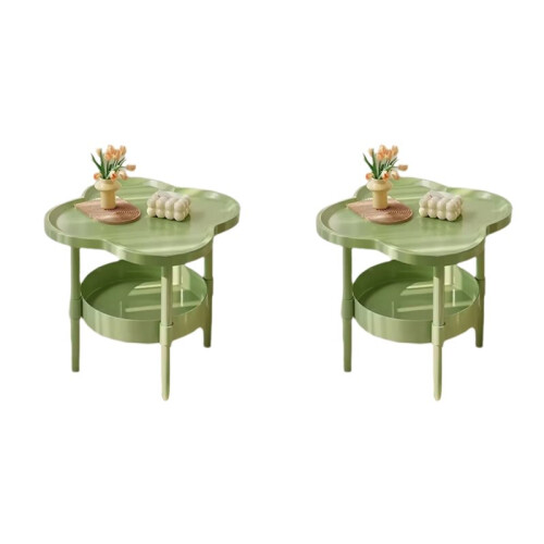 2X Sofa Side Several Bedroom Small Table Room Storage Table Balcony Double Layer Coffee Table Green 1
