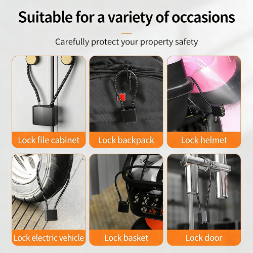 Soft Steel Cable Antitheft Padlock Soft Flexible Cable Bike Lock 2