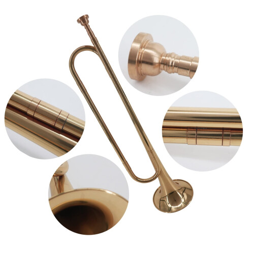 Gold B Flat Brass Bugle with Mouthpiece for School Band Performance 2