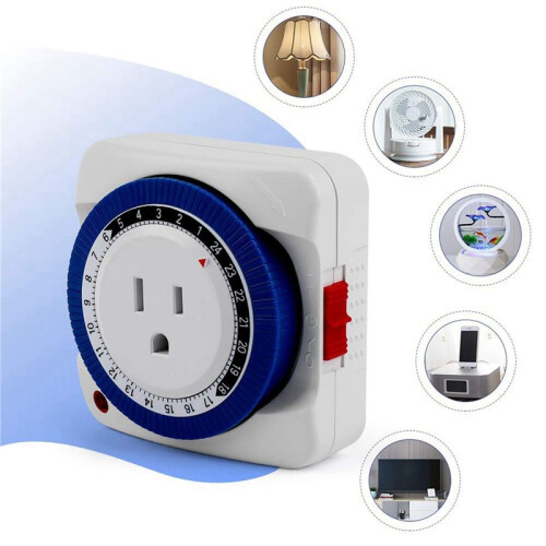 2X Outlet Timer  24 Hour Plug-in Electric Mechanical Outlet Timer  Outlet Mechanical Timing Socket US Plug 1