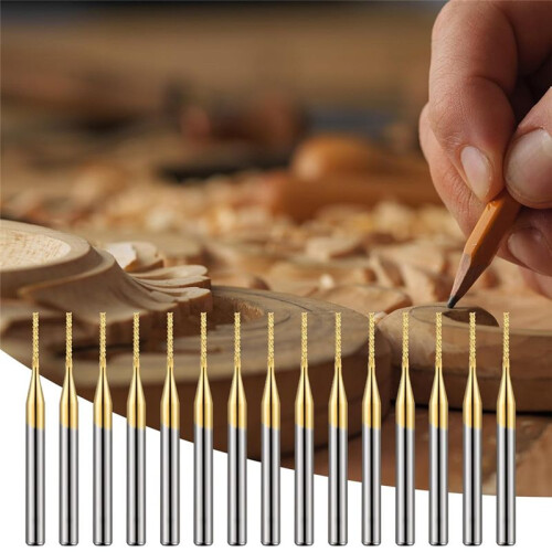 20 Pcs 1/8 Inch 1mm End Mill Bits Titanium Coat Carbide Engraving Milling Cutter CNC Router Bits for PCB Machine 1