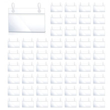 Plastic Label Holders Price Tag Ticket Hanger Clips with Easy Button Design Lock Closure for Basket Market Grocery (120)