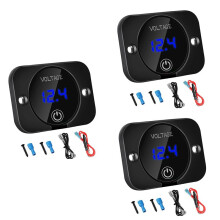 3X 12V Voltage Gauge with Contact Digital Display DC12V 24V Waterproof Voltmeter Panel for Boat Marine Truck ATV