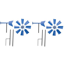 2 StüCk Wind Spinner Dekorative Wind MüHle Dekorative Eisen Wind MüHle Yard Plug-in Winnower Garten Wind Spinner Ornament Blau