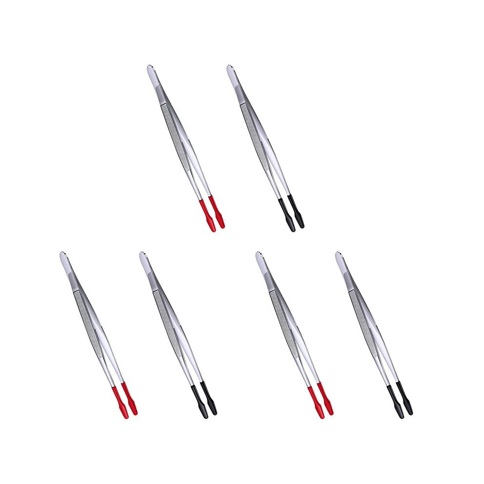 6 Pcs Rubber Tipped Tweezers Soft Tipped Tweezers Pvc Coated Soft Flat Tip Lab Industrial Hobby Tweezers Tools 6034060608825