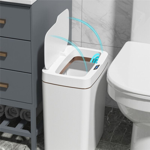 15L Auto Motion Sensor Rubbish Can Automatic Trash Bin Waterproof Quiet Wastebasket Rechargeable for Kitchen Bathroom B 2