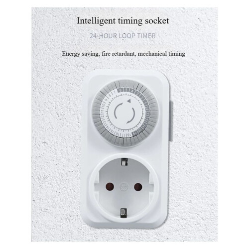Timing Socket 24-Hours Cycle  Mechanical Timer Automatic Shutdown with Overload Protection 16A High-Power EU Plug 2