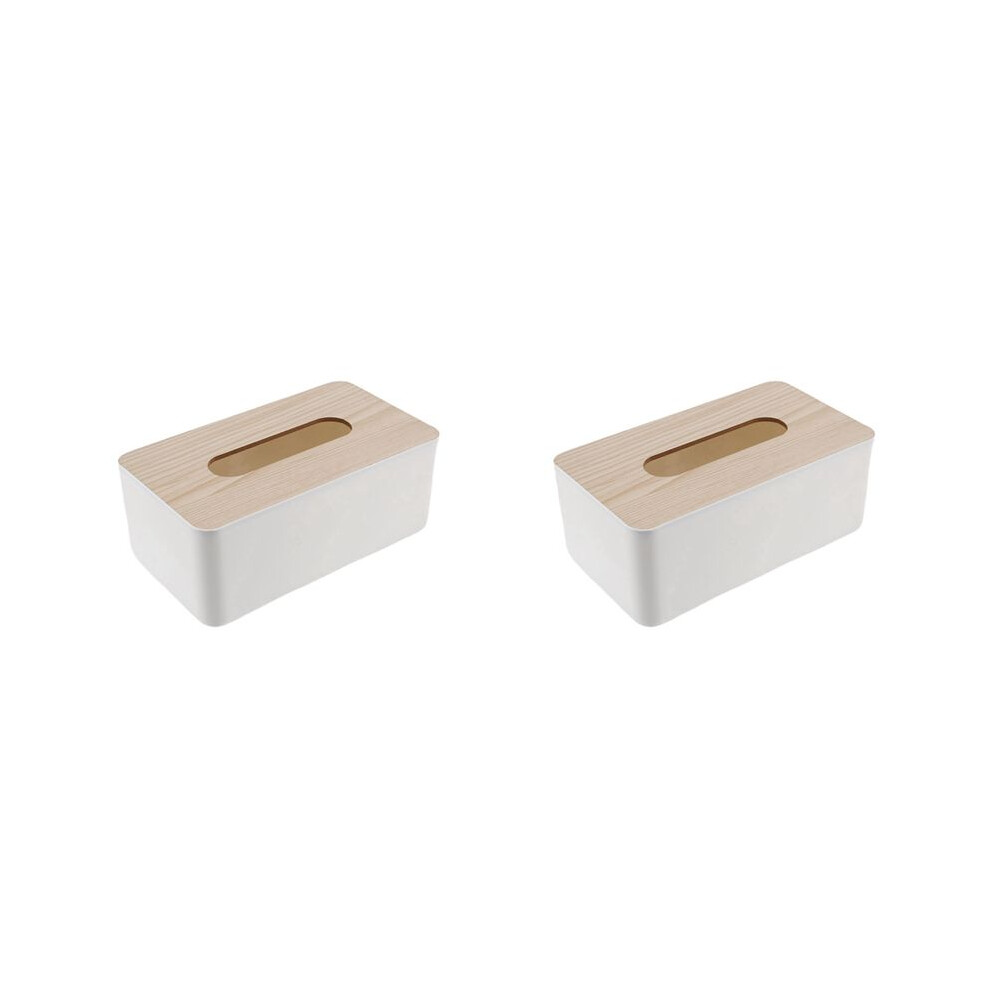Brecantia 2X Tissue Box Wooden Lid Sanitary Paper Box Solid Wood Napkin Holder Box Simple And Fashionable Tissue Box