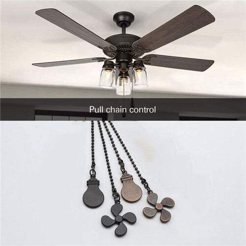 12Pcs Ceiling Fan Pull Chain Set,Bulb and Fan Pattern Pull Chain Extension Fan Pull Chain Pendant 12 Inch (Red Bronze) 1
