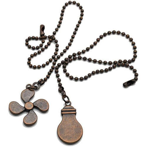 12Pcs Ceiling Fan Pull Chain Set,Bulb and Fan Pattern Pull Chain Extension Fan Pull Chain Pendant 12 Inch (Red Bronze) 2