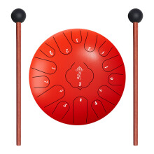 13 Inch Steel Tongue Drum 15 Notes with Stand and Bag, Red Handpan Drum for Meditation
