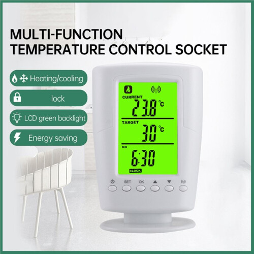 TS-2000 0-60 Temperature Control Socket Thermoregulator LCD Display Wireless Heating Cooling Program A EU Plug 2