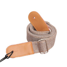 Country Style Cotton Linen Ukulele Strap with Leather Ends for Comfortable Playing and Secure Fit