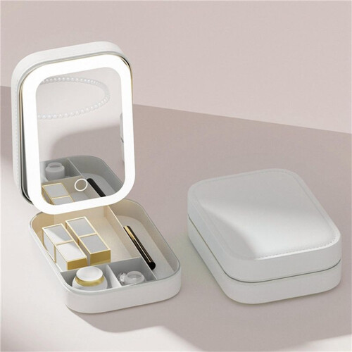 LED Three-Color Adjustable Makeup Mirror Adjustable Makeup Mirror with Lights Rechargeable Lighted Makeup Mirror,C