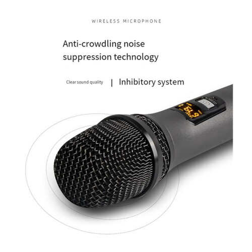 Wireless Microphone,Handheld Dual Metal Cordless Dynamic Mic System with Rechargeable Receiver,for Karaoke,Speech,Party 1