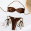 Bathing Suit for Women Halter Ring Linked Tie Side-brown L 7