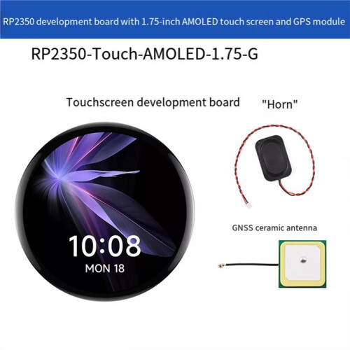 RP2350 1.75inch AMOLED Round Touch Display Development Board 466x466 Capacitive Touch with Speaker A 1