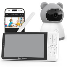 Baby Monitors 2K Camera 5"1080P Display Temperature Detection APP View Control 2-Way Audio for Tuya EU Plug