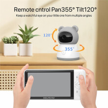 Baby Monitors 2K Camera 5"1080P Display Temperature Detection APP View Control 2-Way Audio for Tuya EU Plug