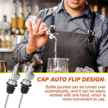48PCS Stainless Steel Liquor Bottle Pourers, Auto Flip Olive Oil Spou Alcohol for About 3/4Inch Bottle Mouth Silver